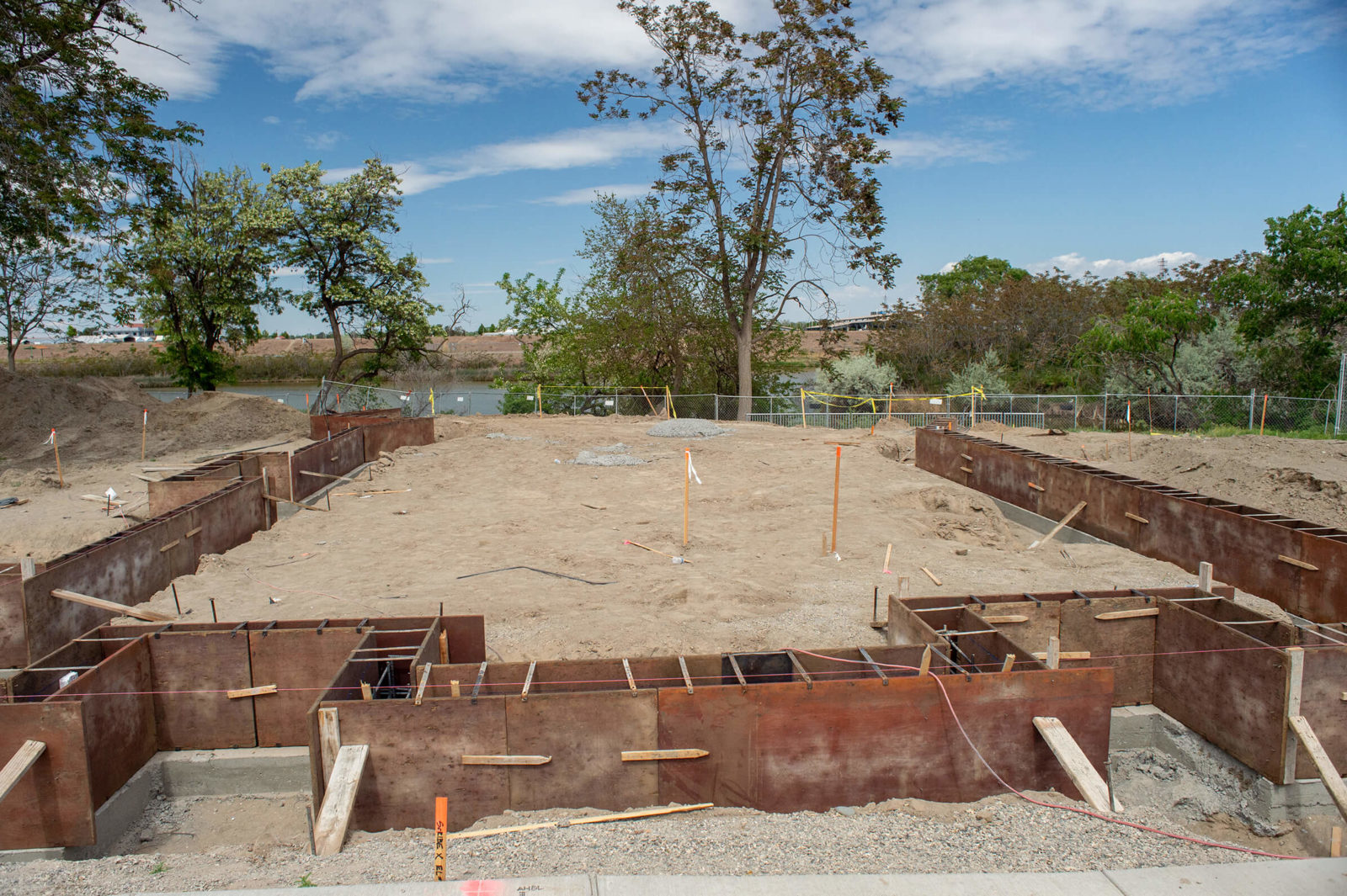 Initial construction of foundation walls for Wine Village fourth building.