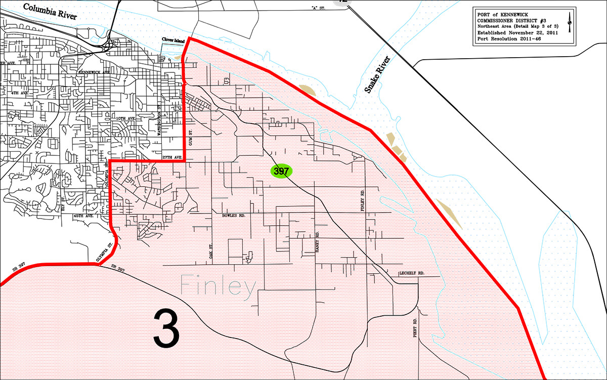 Port of Kennewick District 3 boundaries map.