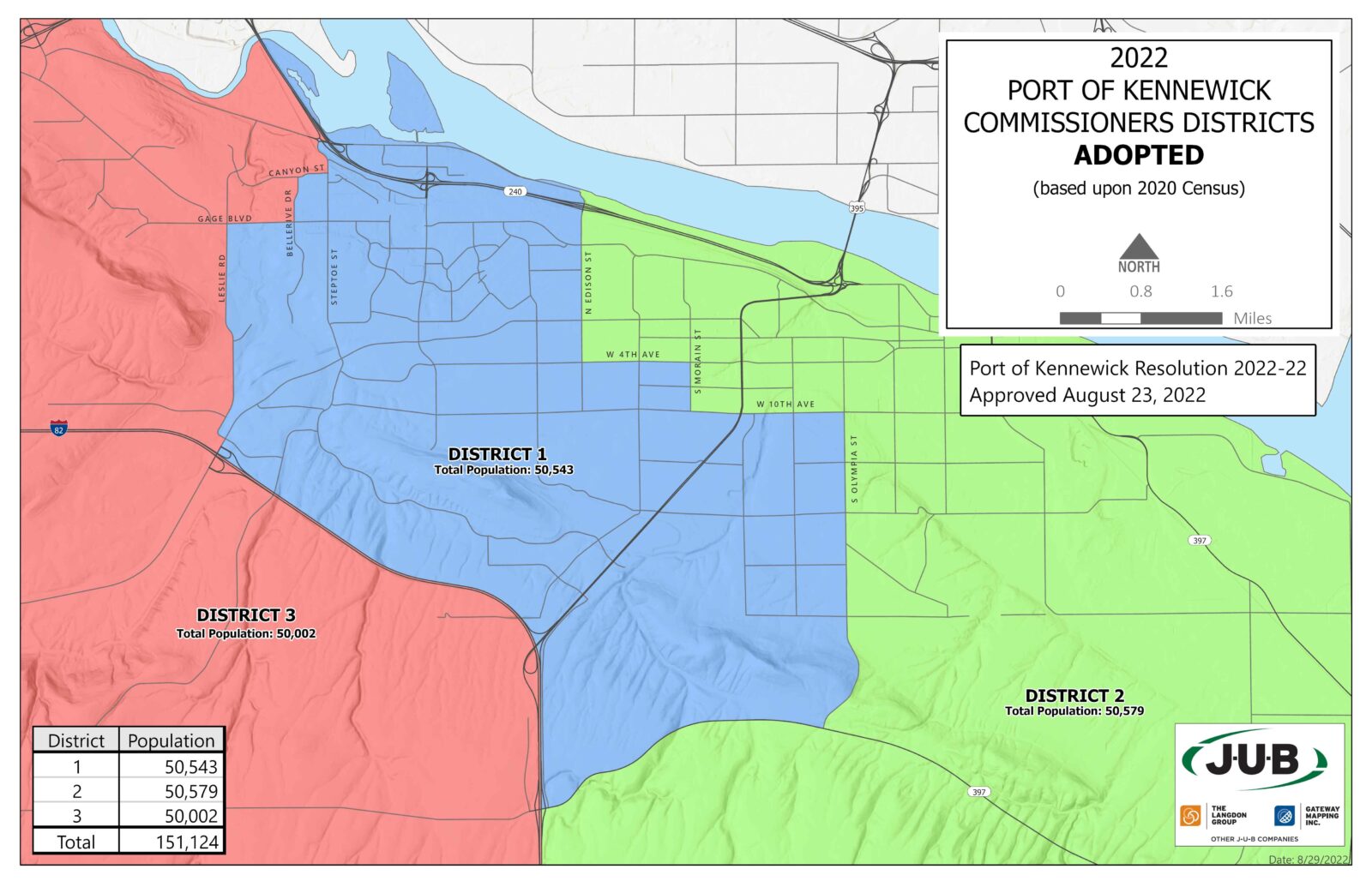 Port of Kennewick District boundary map enlarged.