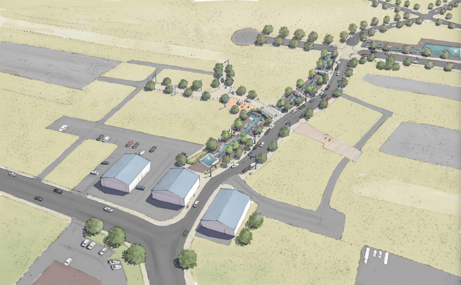 Artist rendering of the Vista Field phase one infrastructure work.