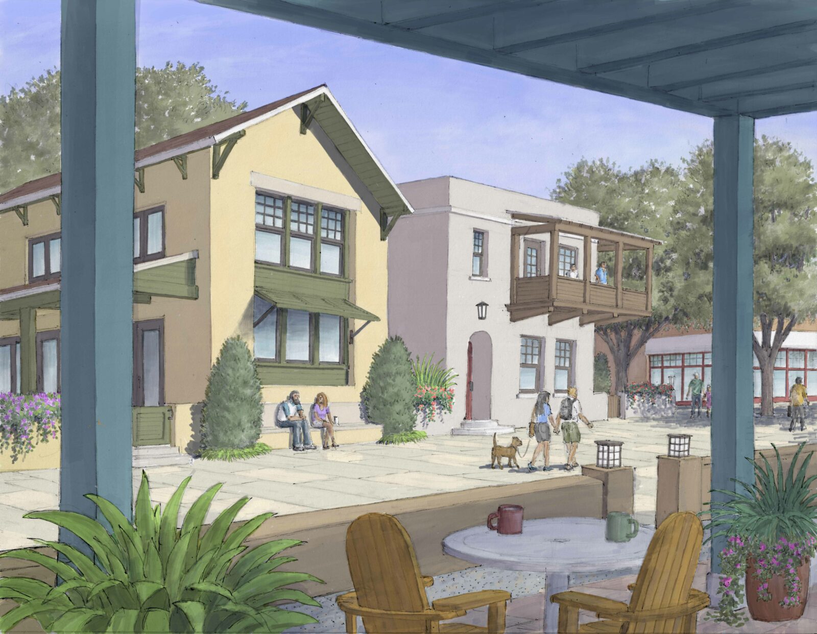 Artist rendering of residential structures in phase one development at Vista Field.