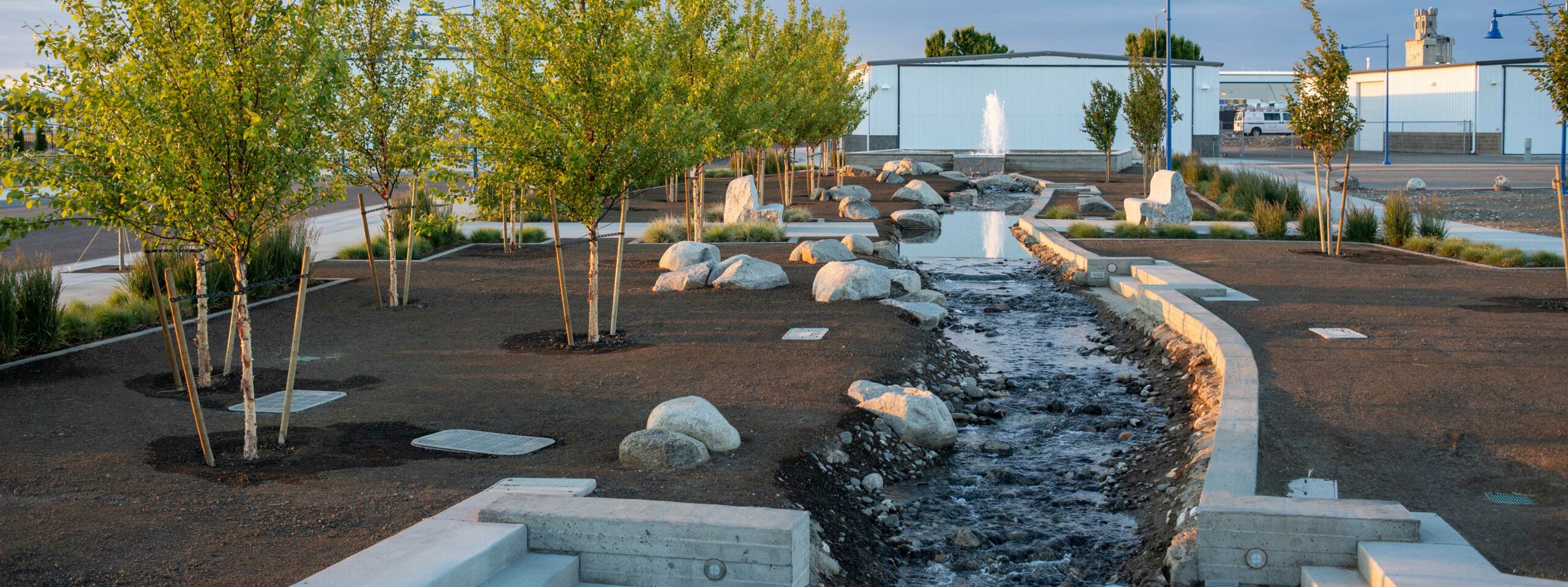 Vista Field water features and landscaping that were completed during the phase one infrastructure work.