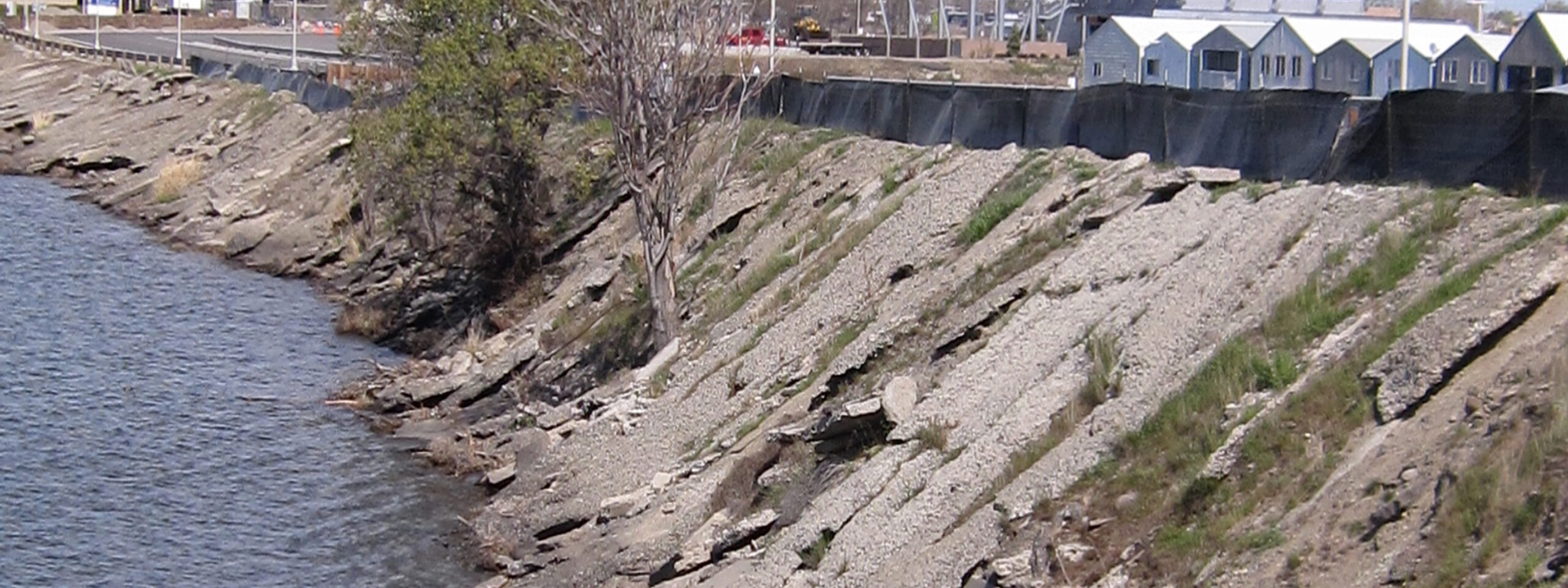The west causeway shoreline before the start of the 2010 - 2011 improvements project.