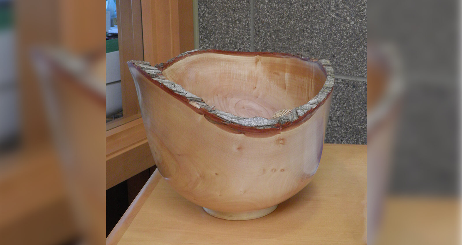 Decorative Wooden Bowl artwork on display in Port Offices.